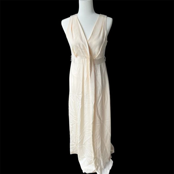 j crew Dresses & Skirts - J Crew 100% Silk Maxi Gown Dress Cream Bridesmaid Wedding